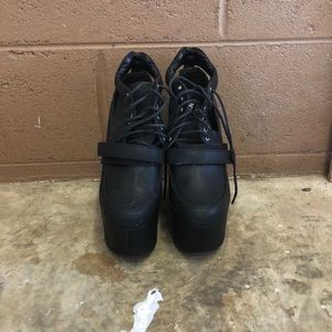 Black platform heels with ankle cut out